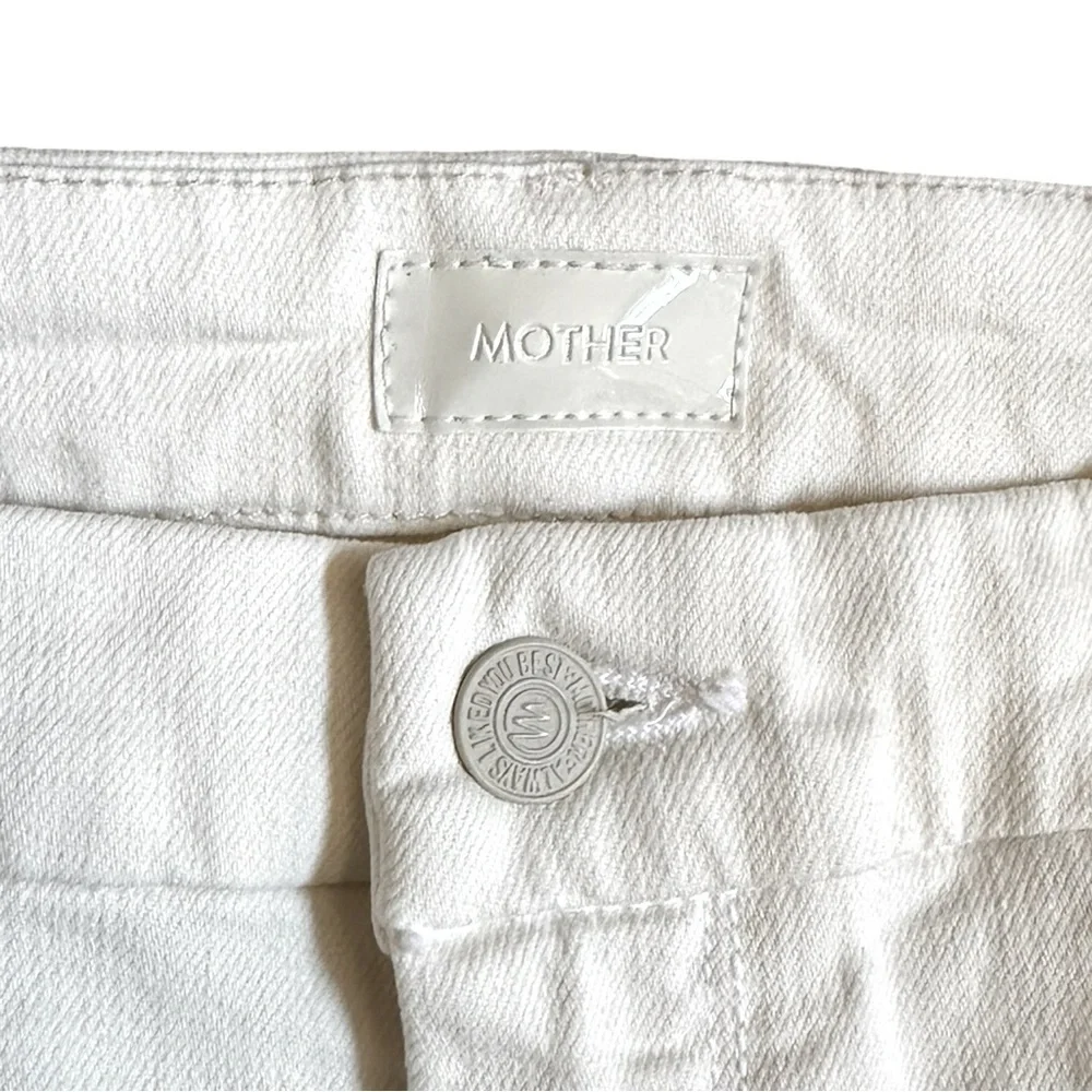 Mother The Looker Ankle Step Fray Jeans Cream Puffs NWT Size 33 High Rise Skinny